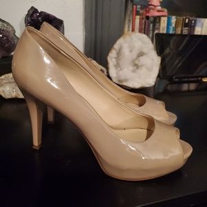 Nine West Nude Peeptoe Pumps